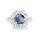 Halo Cocktail Wedding Engagement Ring Round Cubic Zirconia 925 Sterling Silver