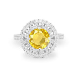 Halo Cocktail Wedding Engagement Ring Round Cubic Zirconia 925 Sterling Silver