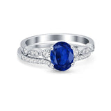 Two Piece Wedding Ring Band Round Simulated Cubic Zirconia 925 Sterling Silver