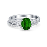 Two Piece Wedding Ring Band Round Simulated Cubic Zirconia 925 Sterling Silver