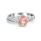 Two Piece Wedding Ring Band Round Simulated Cubic Zirconia 925 Sterling Silver