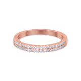 Wedding Thumb Ring Double Row Pave Simulated Cubic Zirconia 925 Sterling Silver
