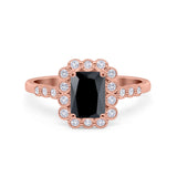 Halo Radiant Cut Wedding Ring Simulated Cubic Zirconia 925 Sterling Silver