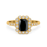 Halo Radiant Cut Wedding Ring Simulated Cubic Zirconia 925 Sterling Silver
