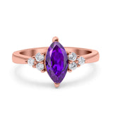 Vintage Art Deco Marquise Wedding Ring Simulated Cubic Zirconia 925 Sterling Silver