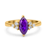 Vintage Art Deco Marquise Wedding Ring Simulated Cubic Zirconia 925 Sterling Silver