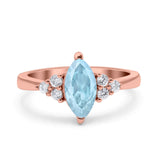 Vintage Art Deco Marquise Wedding Ring Simulated Cubic Zirconia 925 Sterling Silver