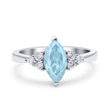 Vintage Art Deco Marquise Wedding Ring Simulated Cubic Zirconia 925 Sterling Silver