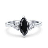 Vintage Art Deco Marquise Wedding Ring Simulated Cubic Zirconia 925 Sterling Silver