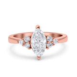 Vintage Art Deco Marquise Wedding Ring Simulated Cubic Zirconia 925 Sterling Silver