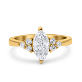 Vintage Art Deco Marquise Wedding Ring Simulated Cubic Zirconia 925 Sterling Silver