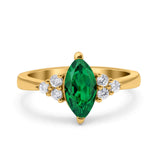 Vintage Art Deco Marquise Wedding Ring Simulated Cubic Zirconia 925 Sterling Silver