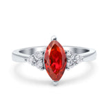 Vintage Art Deco Marquise Wedding Ring Simulated Cubic Zirconia 925 Sterling Silver
