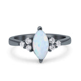 Vintage Art Deco Marquise Wedding Ring Simulated Cubic Zirconia 925 Sterling Silver