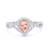 Teardrop Wedding Promise Ring Infinity Round Simulated CZ 925 Sterling Silver RING-17609
