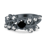 Vintage Style Wedding Bridal Ring Round Simulated Cubic Zirconia 925 Sterling Silver