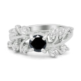 Vintage Style Wedding Bridal Ring Round Simulated Cubic Zirconia 925 Sterling Silver