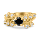 Vintage Style Wedding Bridal Ring Round Simulated Cubic Zirconia 925 Sterling Silver