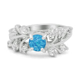 Vintage Style Wedding Bridal Ring Round Simulated Cubic Zirconia 925 Sterling Silver