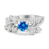 Vintage Style Wedding Bridal Ring Round Simulated Cubic Zirconia 925 Sterling Silver