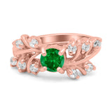 Vintage Style Wedding Bridal Ring Round Simulated Cubic Zirconia 925 Sterling Silver