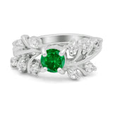 Vintage Style Wedding Bridal Ring Round Simulated Cubic Zirconia 925 Sterling Silver