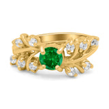 Vintage Style Wedding Bridal Ring Round Simulated Cubic Zirconia 925 Sterling Silver
