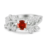Vintage Style Wedding Bridal Ring Round Simulated Cubic Zirconia 925 Sterling Silver