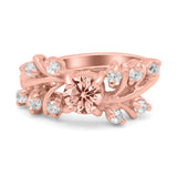 Vintage Style Wedding Bridal Ring Round Simulated Cubic Zirconia 925 Sterling Silver