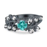 Vintage Style Wedding Bridal Ring Round Simulated Cubic Zirconia 925 Sterling Silver