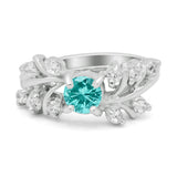 Vintage Style Wedding Bridal Ring Round Simulated Cubic Zirconia 925 Sterling Silver