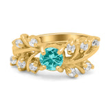 Vintage Style Wedding Bridal Ring Round Simulated Cubic Zirconia 925 Sterling Silver