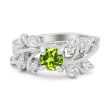 Vintage Style Wedding Bridal Ring Round Simulated Cubic Zirconia 925 Sterling Silver