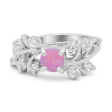 Vintage Style Wedding Bridal Ring Round Simulated Cubic Zirconia 925 Sterling Silver