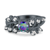 Vintage Style Wedding Bridal Ring Round Simulated Cubic Zirconia 925 Sterling Silver