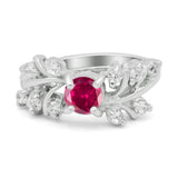 Vintage Style Wedding Bridal Ring Round Simulated Cubic Zirconia 925 Sterling Silver