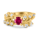 Vintage Style Wedding Bridal Ring Round Simulated Cubic Zirconia 925 Sterling Silver