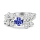Vintage Style Wedding Bridal Ring Round Simulated Cubic Zirconia 925 Sterling Silver