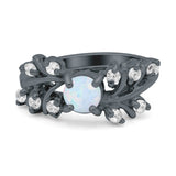 Vintage Style Wedding Bridal Ring Round Simulated Cubic Zirconia 925 Sterling Silver
