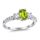 Accent Wedding Engagement Ring Oval Simulated Cubic Zirconia 925 Sterling Silver