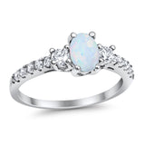 Accent Wedding Engagement Ring Oval Simulated Cubic Zirconia 925 Sterling Silver