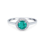 Halo Wedding Bridal Ring Round Simulated Cubic Zirconia 925 Sterling Silver