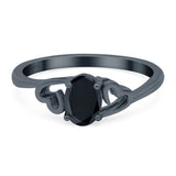 Art Deco Oval Wedding Engagement Bridal Ring Simulated Cubic Zirconia 925 Sterling Silver