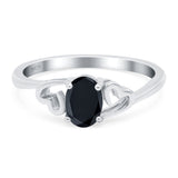 Art Deco Oval Wedding Engagement Bridal Ring Simulated Cubic Zirconia 925 Sterling Silver