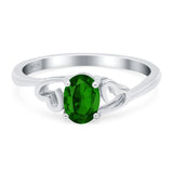 Art Deco Oval Wedding Engagement Bridal Ring Simulated Cubic Zirconia 925 Sterling Silver
