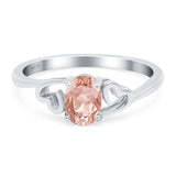 Art Deco Oval Wedding Engagement Bridal Ring Simulated Cubic Zirconia 925 Sterling Silver