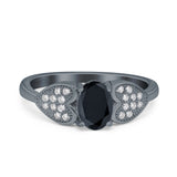 Fashion Heart Ring Oval Simulated Cubic Zirconia 925 Sterling Silver