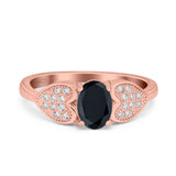 Fashion Heart Ring Oval Simulated Cubic Zirconia 925 Sterling Silver