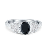 Fashion Heart Ring Oval Simulated Cubic Zirconia 925 Sterling Silver