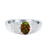 Fashion Heart Ring Oval Simulated Cubic Zirconia 925 Sterling Silver